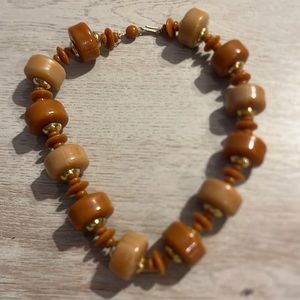 Vintage 60 70  Retro Mod Beaded Lucite chocked Necklace applesauce amber
